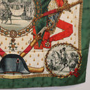 HERMES Carre 90 Scarf Silk ""NAPOLEON"" Green Beige Auth bs36385-10