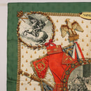 HERMES Carre 90 Scarf Silk ""NAPOLEON"" Green Beige Auth bs36385-2