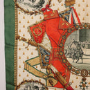 HERMES Carre 90 Scarf Silk ""NAPOLEON"" Green Beige Auth bs36385-5