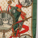 HERMES Carre 90 Scarf Silk ""NAPOLEON"" Green Beige Auth bs36385-7