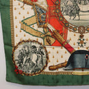 HERMES Carre 90 Scarf Silk ""NAPOLEON"" Green Beige Auth bs36385-8