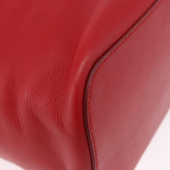 GUCCI Hand Bag Leather Red Silver 001 3750 Auth bs36388