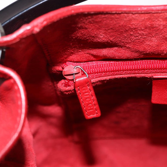 GUCCI Hand Bag Leather Red Silver 001 3750 Auth bs36388