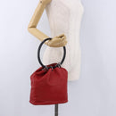 GUCCI Hand Bag Leather Red Silver 001 3750 Auth bs36388-24