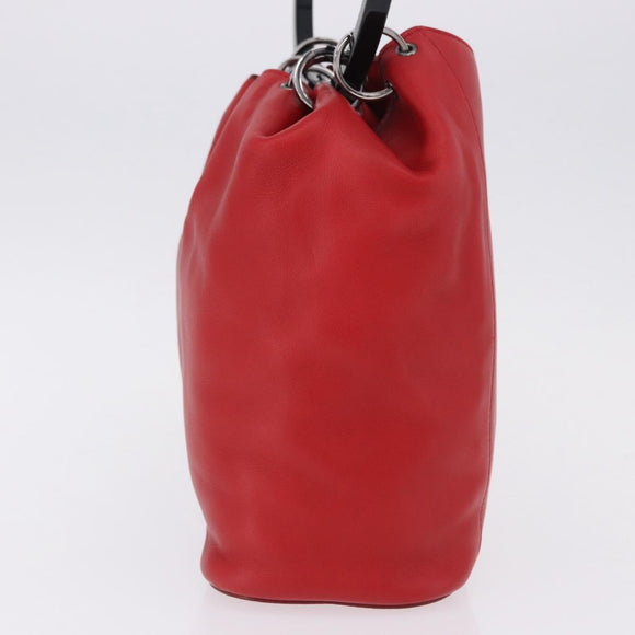 GUCCI Hand Bag Leather Red Silver 001 3750 Auth bs36388