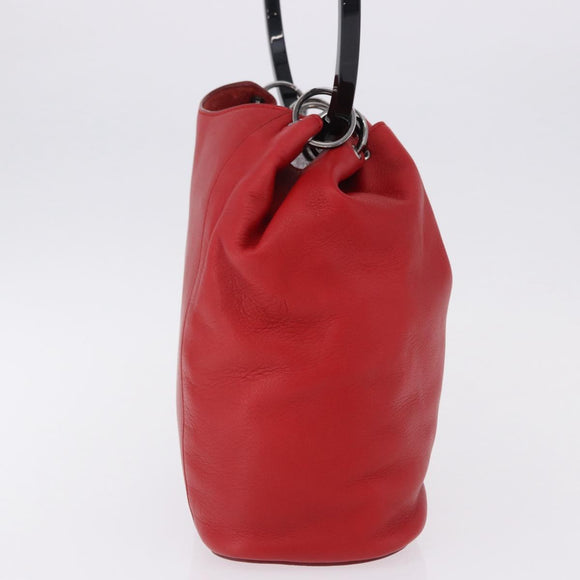 GUCCI Hand Bag Leather Red Silver 001 3750 Auth bs36388