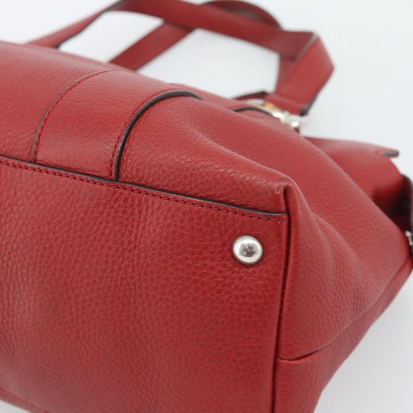 GUCCI Hand Bag Leather outlet Red Silver 355772 Auth bs36389