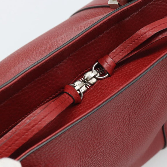 GUCCI Hand Bag Leather outlet Red Silver 355772 Auth bs36389