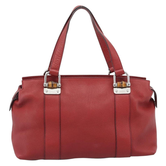 GUCCI Hand Bag Leather outlet Red Silver 355772 Auth bs36389
