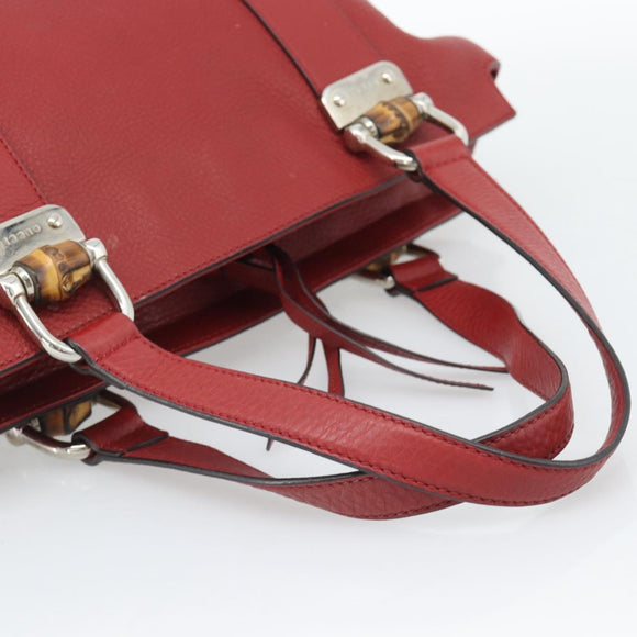 GUCCI Hand Bag Leather outlet Red Silver 355772 Auth bs36389