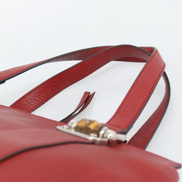 GUCCI Hand Bag Leather outlet Red Silver 355772 Auth bs36389