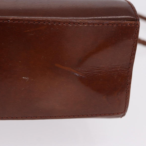 CARTIER Backpack Patent Leather Brown Silver Auth bs36391