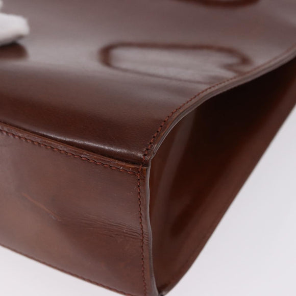 CARTIER Backpack Patent Leather Brown Silver Auth bs36391