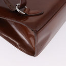 CARTIER Backpack Patent Leather Brown Silver Auth bs36391-16