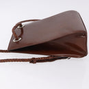 CARTIER Backpack Patent Leather Brown Silver Auth bs36391-4