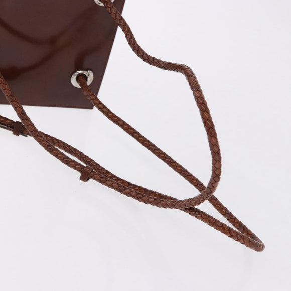 CARTIER Backpack Patent Leather Brown Silver Auth bs36391