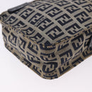 FENDI Zucchino Canvas Shoulder Bag Navy Silver Auth bs36393-14