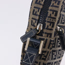 FENDI Zucchino Canvas Shoulder Bag Navy Silver Auth bs36393-10
