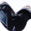 FENDI Zucchino Canvas Shoulder Bag Navy Silver Auth bs36393-19