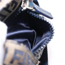 FENDI Zucchino Canvas Shoulder Bag Navy Silver Auth bs36393-21
