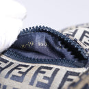 FENDI Zucchino Canvas Shoulder Bag Navy Silver Auth bs36393-12