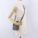 FENDI Zucchino Canvas Shoulder Bag Navy Silver Auth bs36393-22