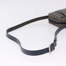 FENDI Zucchino Canvas Shoulder Bag Navy Silver Auth bs36393-7