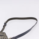 FENDI Zucchino Canvas Shoulder Bag Navy Silver Auth bs36393-8