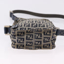 FENDI Zucchino Canvas Shoulder Bag Navy Silver Auth bs36393-5