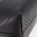 BOTTEGA VENETA INTRECCIATO Hand Bag Canvas Leather Black Beige Auth bs36395-10