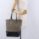 BOTTEGA VENETA INTRECCIATO Hand Bag Canvas Leather Black Beige Auth bs36395-19