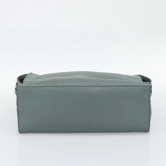 FENDI Hand Bag Leather 2way Green Silver Auth bs36397