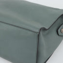FENDI Hand Bag Leather 2way Green Silver Auth bs36397-10