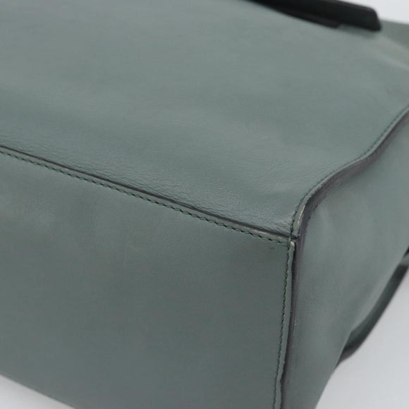 FENDI Hand Bag Leather 2way Green Silver Auth bs36397