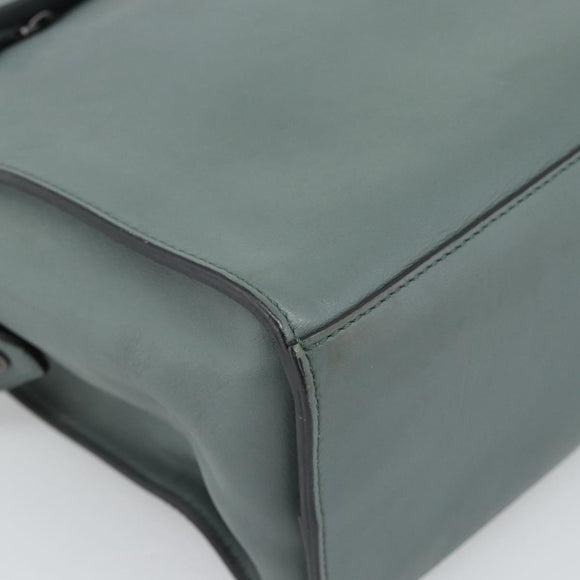 FENDI Hand Bag Leather 2way Green Silver Auth bs36397