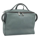 FENDI Hand Bag Leather 2way Green Silver Auth bs36397-1