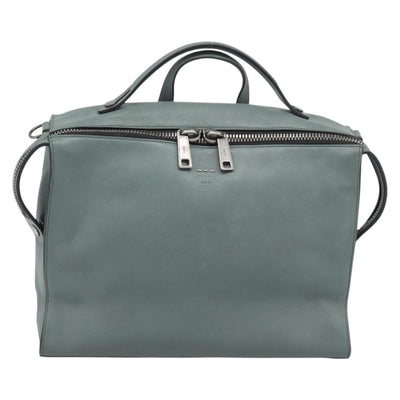 FENDI Hand Bag Leather 2way Green Silver Auth bs36397 - 0