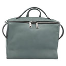 FENDI Hand Bag Leather 2way Green Silver Auth bs36397-13
