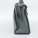 FENDI Hand Bag Leather 2way Green Silver Auth bs36397-4