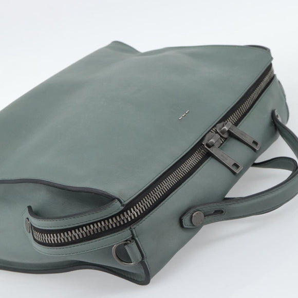 FENDI Hand Bag Leather 2way Green Silver Auth bs36397