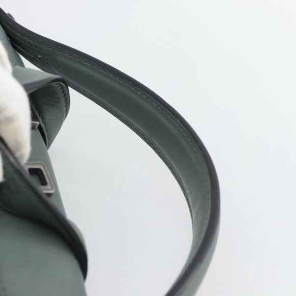 FENDI Hand Bag Leather 2way Green Silver Auth bs36397