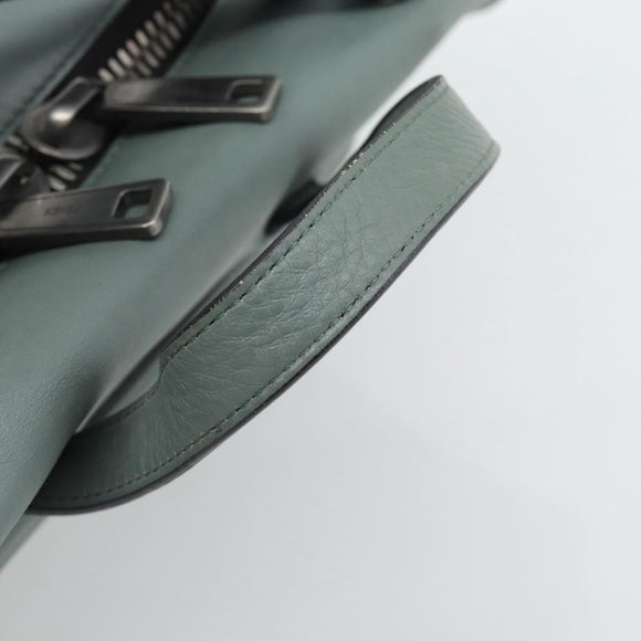 FENDI Hand Bag Leather 2way Green Silver Auth bs36397