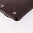 HERMES Etui Cult GM Card Case Leather Brown Silver Auth bs36398-10