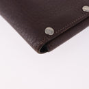 HERMES Etui Cult GM Card Case Leather Brown Silver Auth bs36398-11