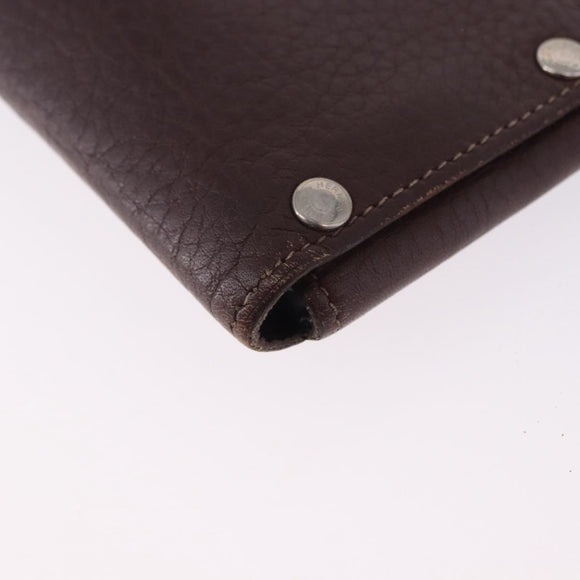 HERMES Etui Cult GM Card Case Leather Brown Silver Auth bs36398