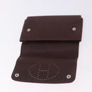 HERMES Etui Cult GM Card Case Leather Brown Silver Auth bs36398-12