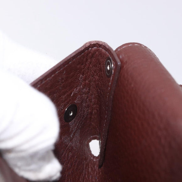 HERMES Etui Cult GM Card Case Leather Brown Silver Auth bs36398