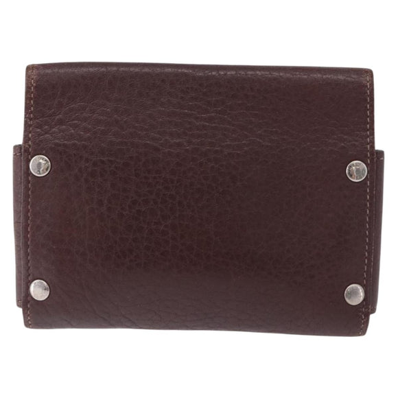 HERMES Etui Cult GM Card Case Leather Brown Silver Auth bs36398