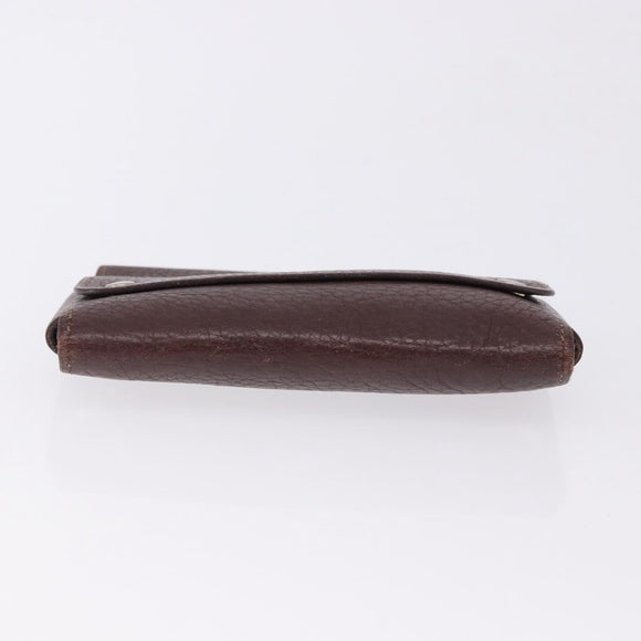 HERMES Etui Cult GM Card Case Leather Brown Silver Auth bs36398