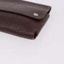 HERMES Etui Cult GM Card Case Leather Brown Silver Auth bs36398-9
